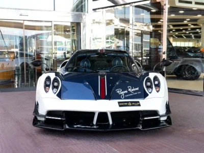 2018 Pagani Huayra BC 19 6.0 Liters V12 Petrol Engine White Blue Sports Car