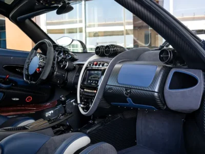 2018 Pagani Huayra BC 19 6.0 Liters V12 Petrol Engine White Blue Sports Car