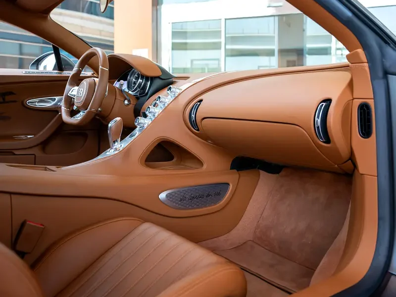 2021 Bugatti Chiron Standard 8.0L Quad-turbocharged W16 Engine Grey Tan Sports Car