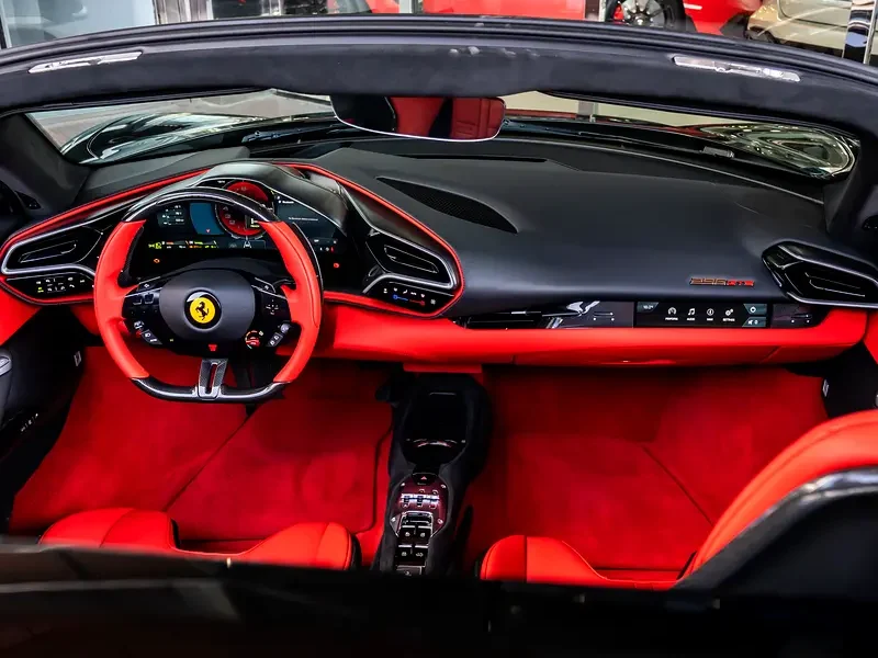 2025 Ferrari 296 GTS Standard 3.0-liter twin-turbocharged V6 engine Black Red Sports Car