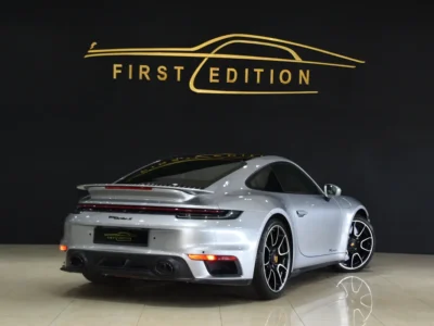 2021 Porsche Carrera / 911 Turbo S 3.7L twin-turbo flat-six Engine Silver Red Sports Car