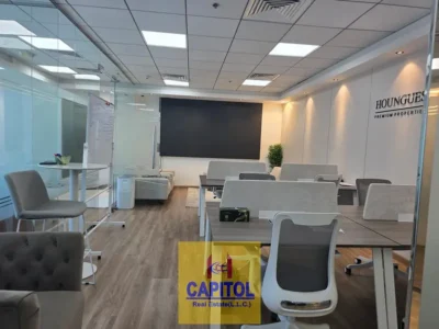 FURNISHED OFFICE WITH 4 GLASS PARTITION AVAILABLE FOR RENT IN BUSINESS BAY
