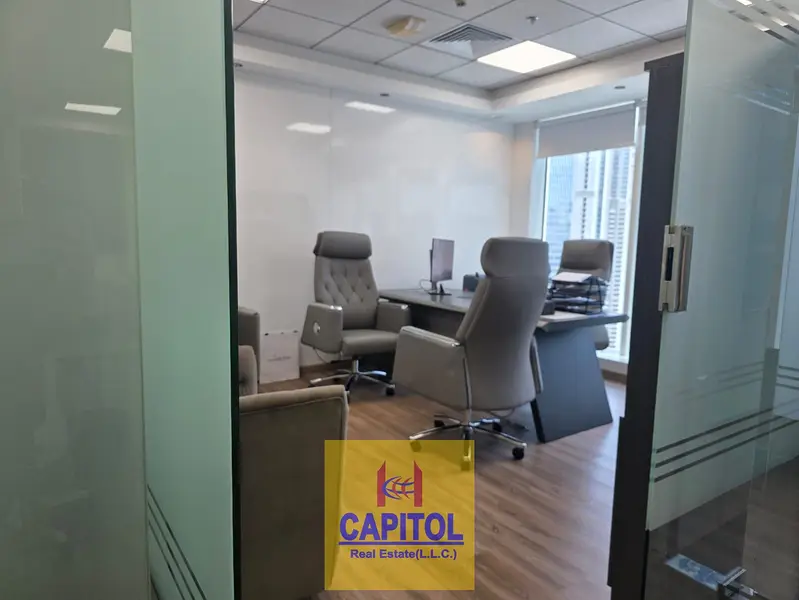 FURNISHED OFFICE WITH 4 GLASS PARTITION AVAILABLE FOR RENT IN BUSINESS BAY