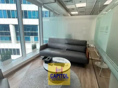 FURNISHED OFFICE WITH 4 GLASS PARTITION AVAILABLE FOR RENT IN BUSINESS BAY