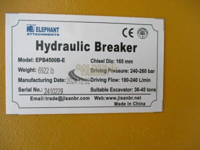 2024 Elephant EPB4500B-E Hydraulic Breaker Fits 36 – 45 ton Excavators