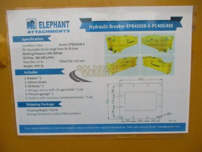 2024 Elephant EPB4500B-E Hydraulic Breaker Fits 36 – 45 ton Excavators