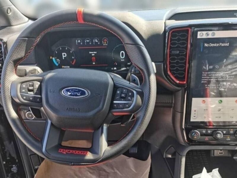 2026 Ford Ranger Raptor 3.0-liter twin-turbocharged EcoBoost V6 Engine Black Pickup Truck