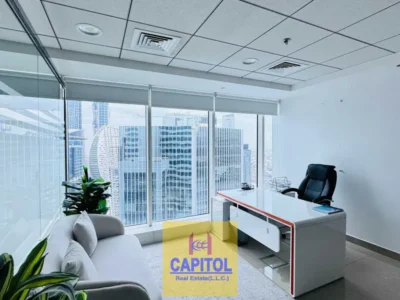 661 sqft Business Bay NO COMMISSION / Direct from Owner - Fully Furnished Office | Canal + City View