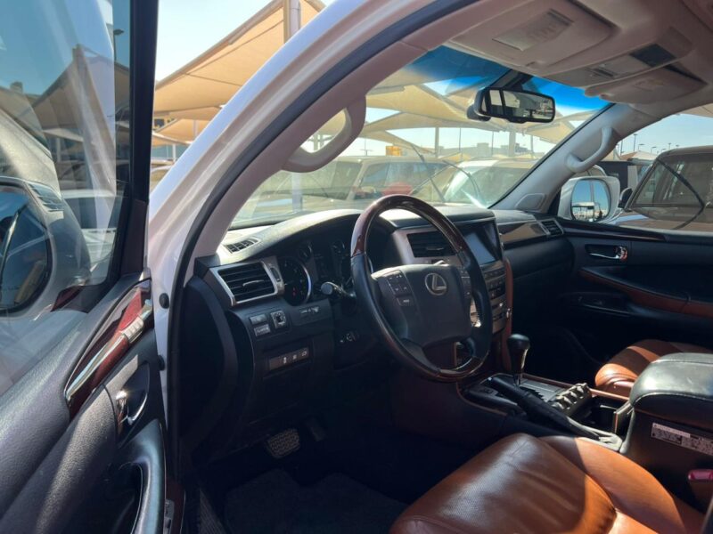 2012 Lexus LX 570 5.7 Litres 8 Cylinders Petrol Engine White Tan SUV GCC Specs Full Option